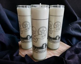 The Ace of Pentacles Ritual Candle Pillar Candle Intention Candle 7 Day Prayer Candle Tarot Candle