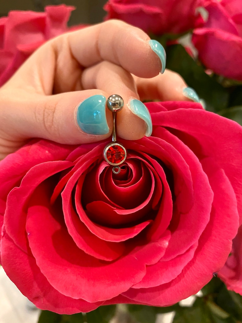 red heart Valentine\u2019s Day present purple pink surgical steel Valentine\u2019s Day heart belly button ring love is in the air