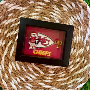 Chiefs inspired 3x4” Lego shadow box- Super Bowl 2025- football fan- Kansas City- office decor- gifts for him- legos- Kansas City chiefs