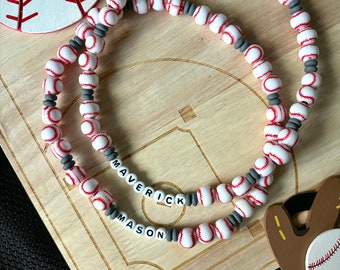 Custom Baseball Name Necklace: Beaded Sports Jewelry for Kids