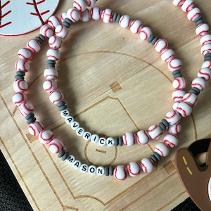 Custom Baseball Name Necklace: Beaded Sports Jewelry for Kids - Etsy