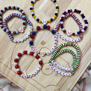 Phillies 18k Gold Filled Beaded Bracelet: Baseball Stackable