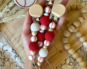 Baseball pacifier clips- baseball baby- babies- pacifier holder- pacifiers- gifts for baby shower- baby announcement prop- baseball mom