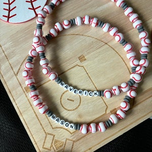 Custom Baseball Name Necklace: Beaded Sports Jewelry for Kids - Etsy