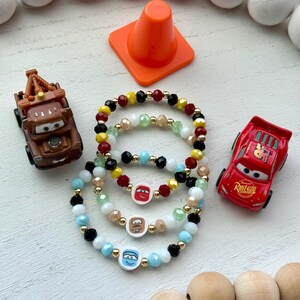Radiator Springs gold filled bracelets- Disney- cars- lightning McQueen- mater- sally- stackable bracelets- beaded bracelets- Cars land
