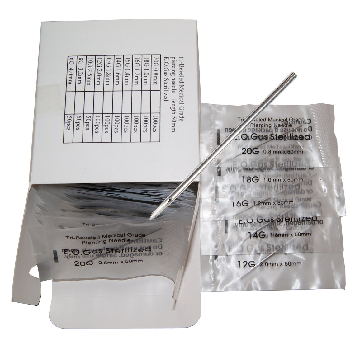 100 Body Piercing Needle Tri Bevel Gauge Piercing Needles Etsy