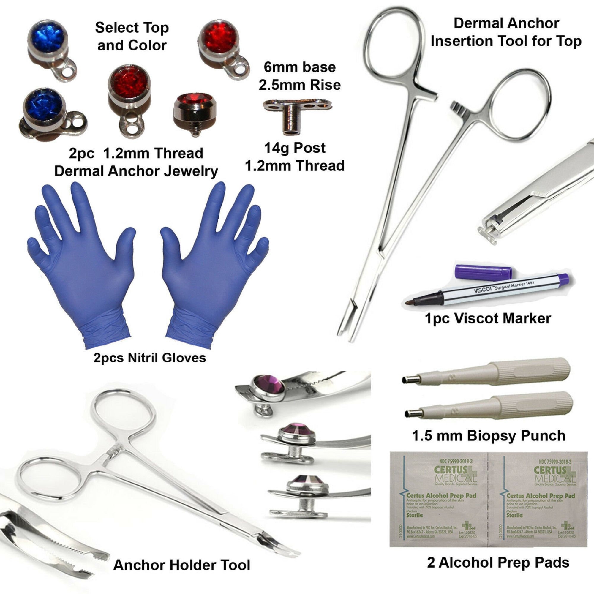 Micro Insertion Surface Anchor Tools Dermal Jewelry 