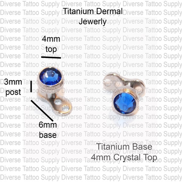 2pcs 3mm or 4mm Titanium Micro dermal Anchor Crystal Zircon Piercing Jewelry