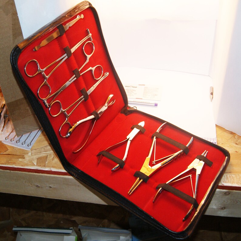 8 Piece Septum Piercing Kit With Black Carry Case Etsy