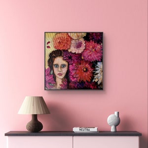 Dahlia- Original acrylic on canvas 50 x 50 cm hand painted