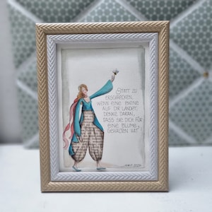 Don&#39;t be scared - hand-painted unique watercolor painting with saying 13 x 18 cm