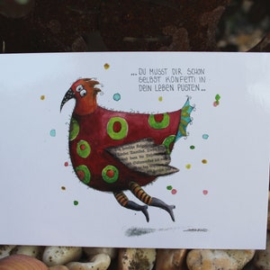Cartolina "Coriandoli" edizione limitata dell'artista con scritta divertente