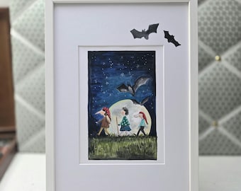 Wanderer - pièce unique peinte à la main avec aquarelles 20 x 30 cm