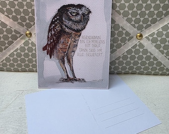 Postal "Algún día", edición limitada de artista con frase divertida.