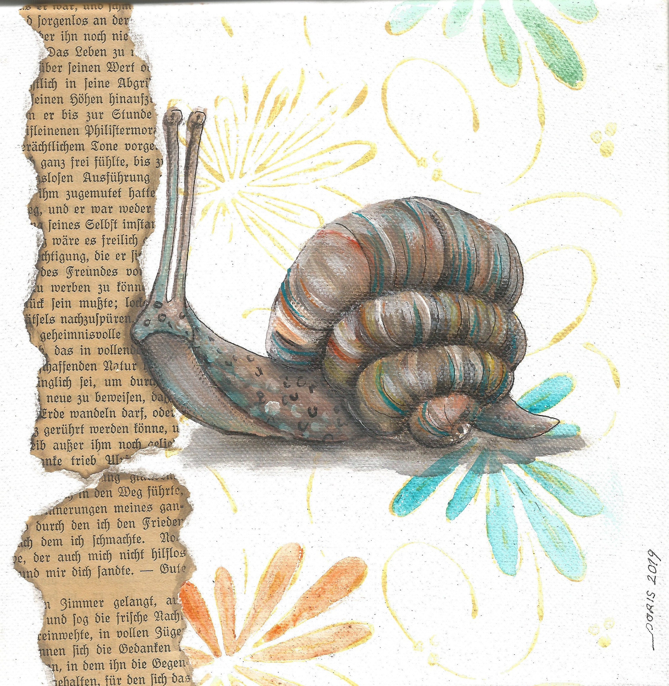 Snail Original Acrylic on Canvas 20 X 20 Cm Hand Painted Etsy