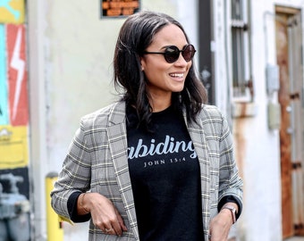 Abiding Christian T shirt for Women/ John 15:4 Shirt for Her/ Faith Based T-shirt/ Cute Vintage Graphic Teeshirt/ Church Shirt/ Abide Tshirt