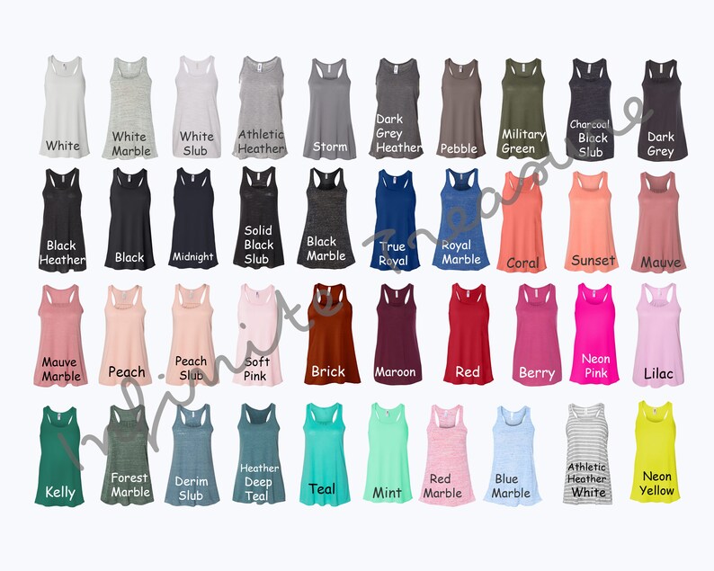 Download Bella Canvas 8800 Color Chart Women's Flowy Racerback | Etsy