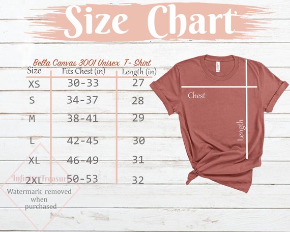 Etsy T Shirt Size Chart