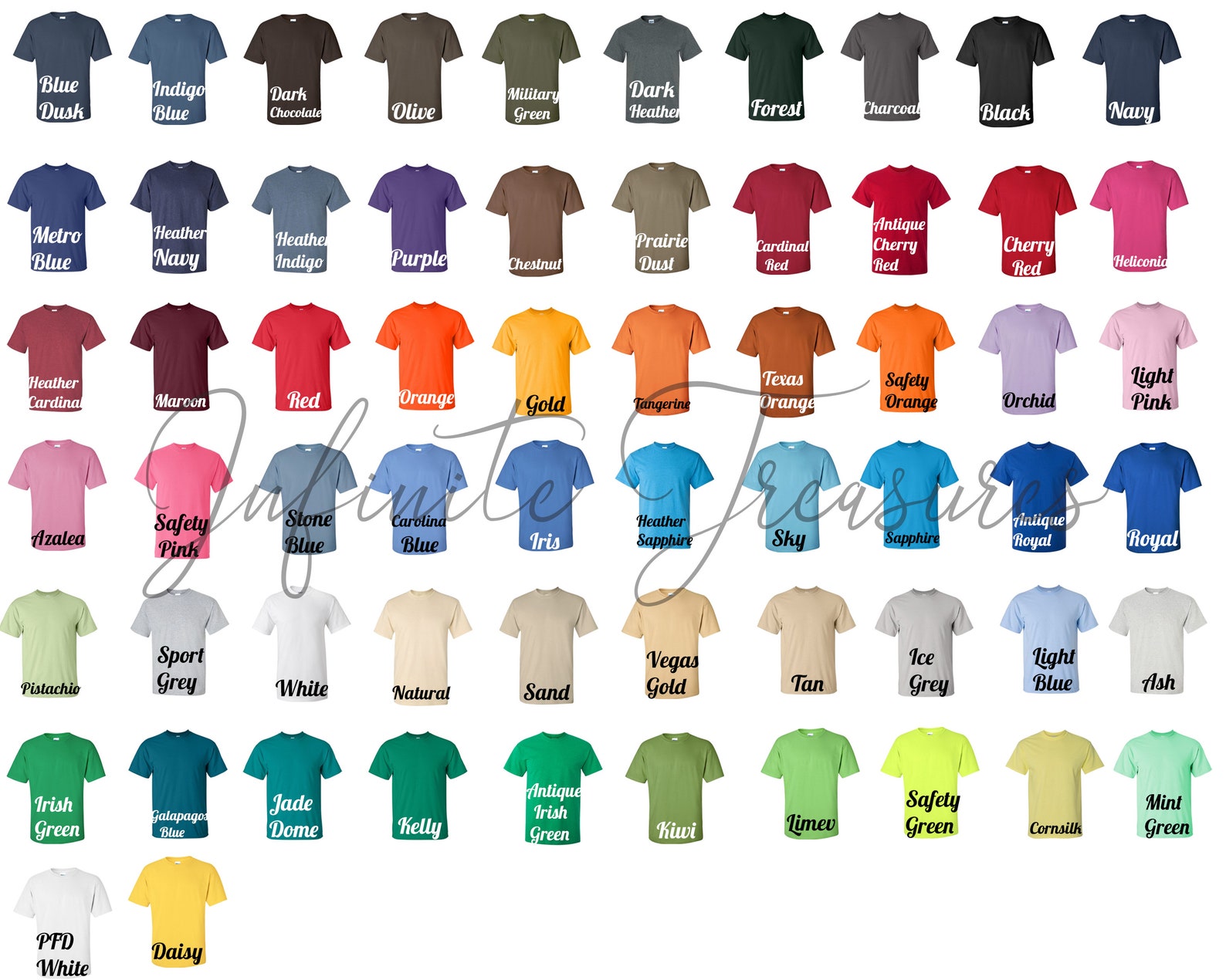 Gildan 2000 Color Chart Adulte Unisex Ultra Cotton TShirt Etsy