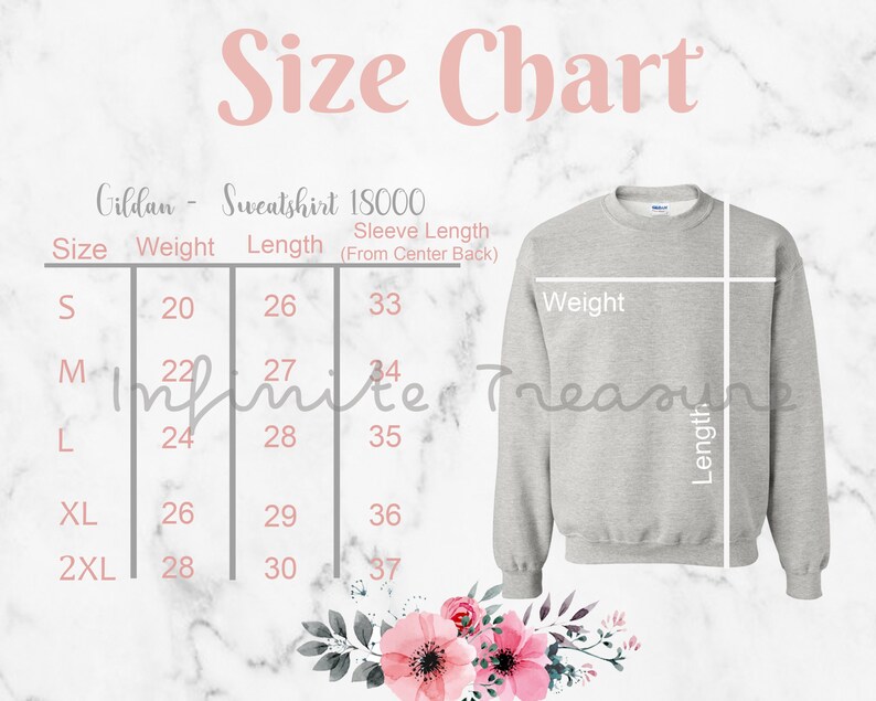 gildan size chart crewneck
