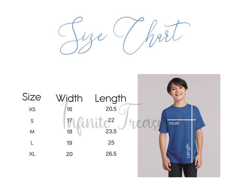 Gildan 5000B Size Chart Youth TShirt Etsy