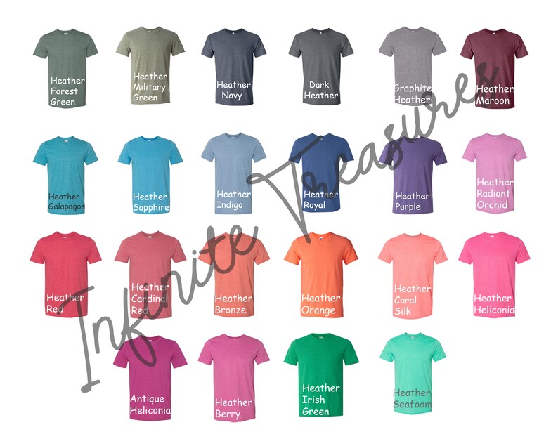 Gildan 64000 Color Chart PSDJPG Softstyle Heather T Shirt Etsy