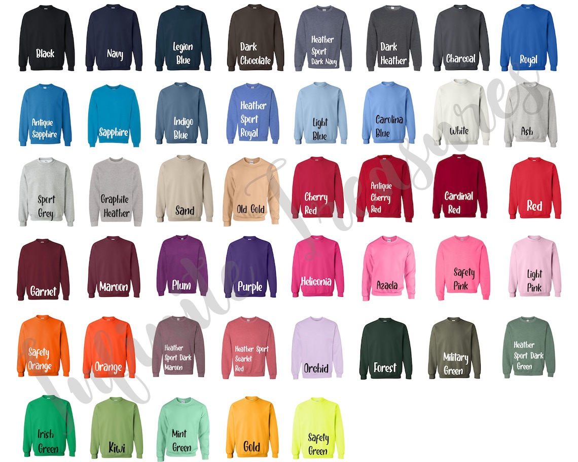 Gildan Sweatshirt Color Chart