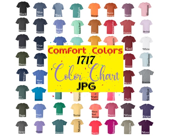 Comfort Colors 1717 Color Chart UPDATED | Etsy
