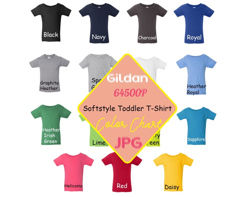 Gildan 64500P Color Chart Softstyle Toddler T-Shirt FREE | Etsy