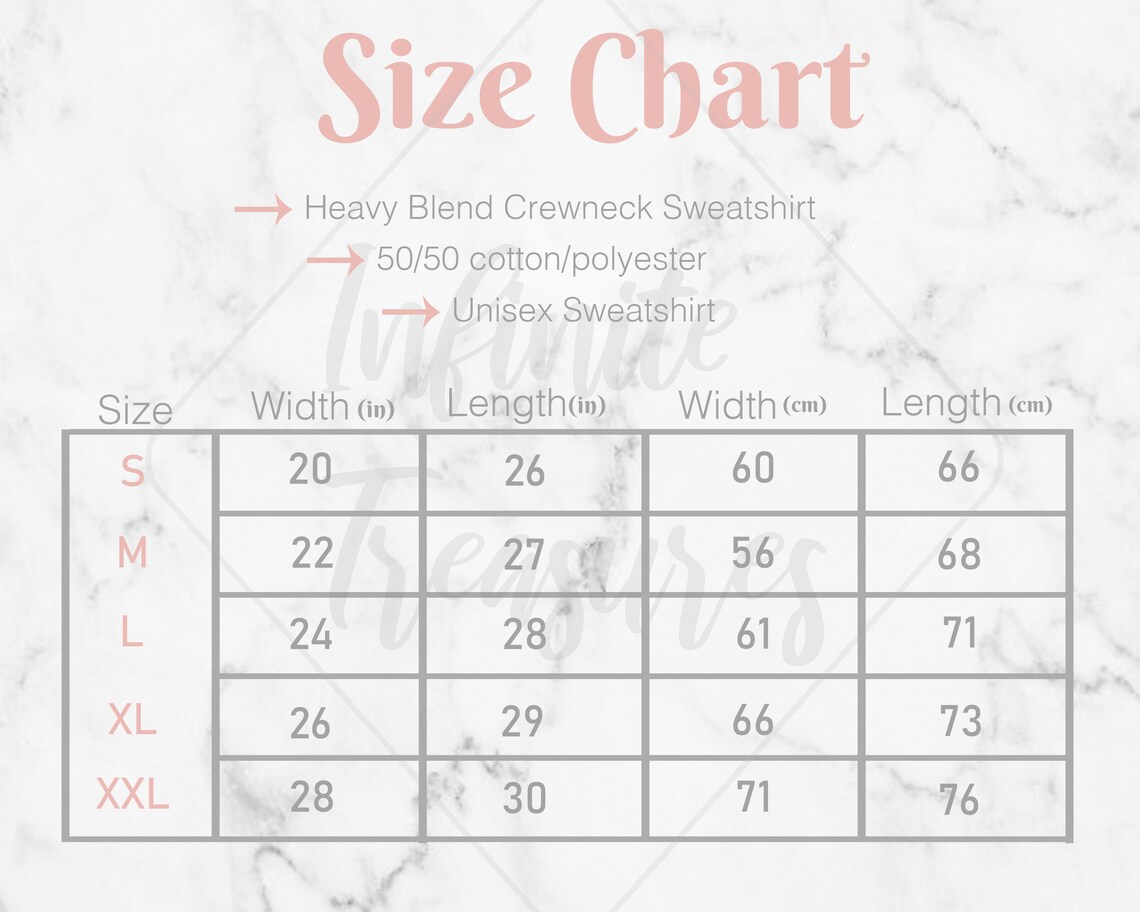 Gildan 18000 Size Chart Heavy Blend Crewneck Sweatshirt Unisex | Etsy