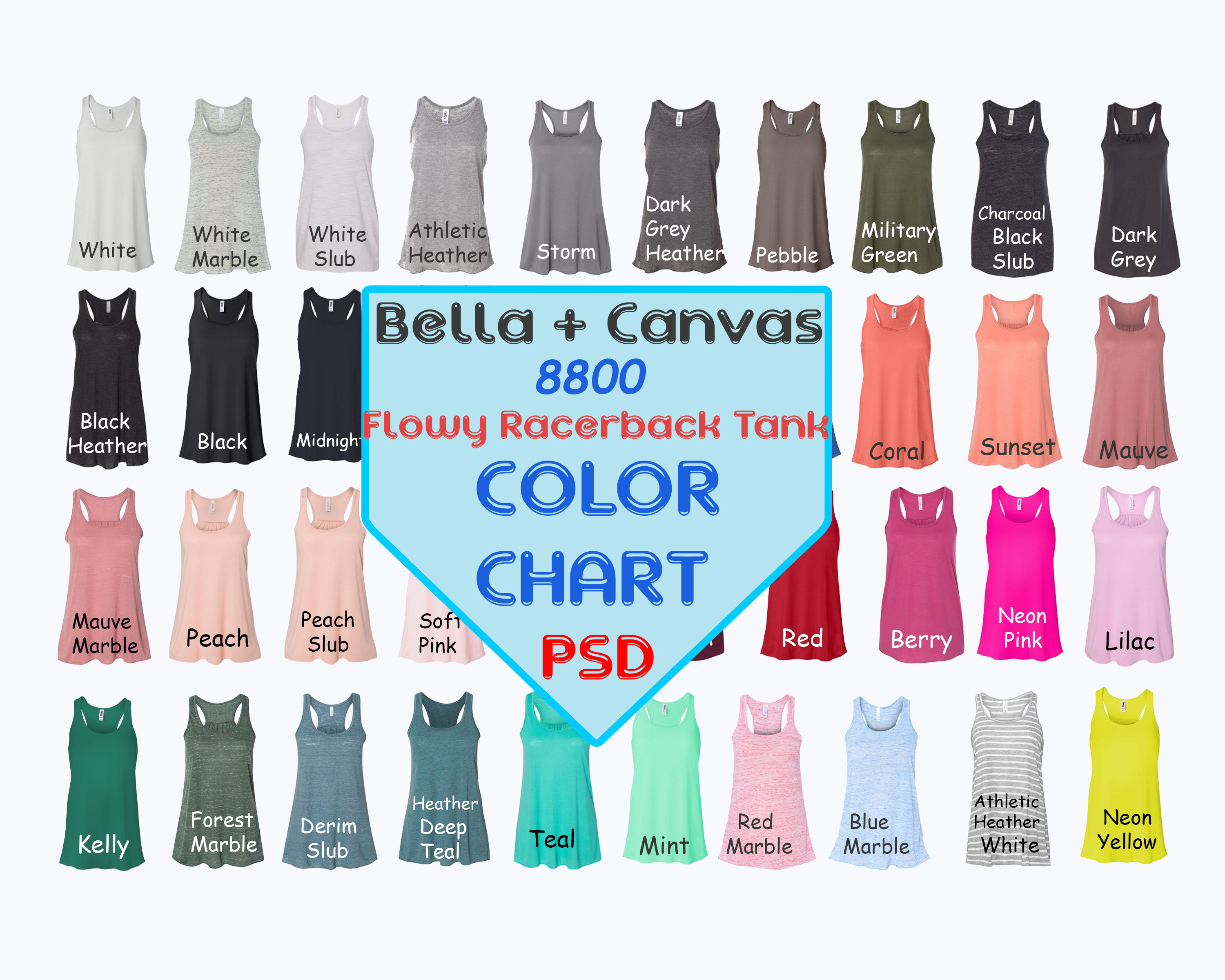 Download Bella Canvas 8800 Color Chart Women S Flowyracerback Etsy