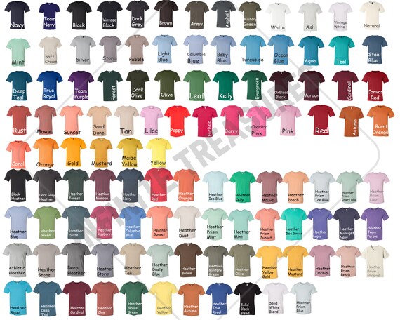 Download Bella Canvas 3001 3001cvc Color Chart Free Size Chart Jpg Etsy