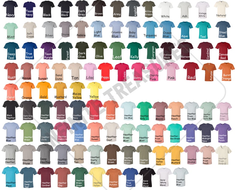 Download Bella Canvas 3001/3001CVC Color Chart FREE size Chart JPG ...