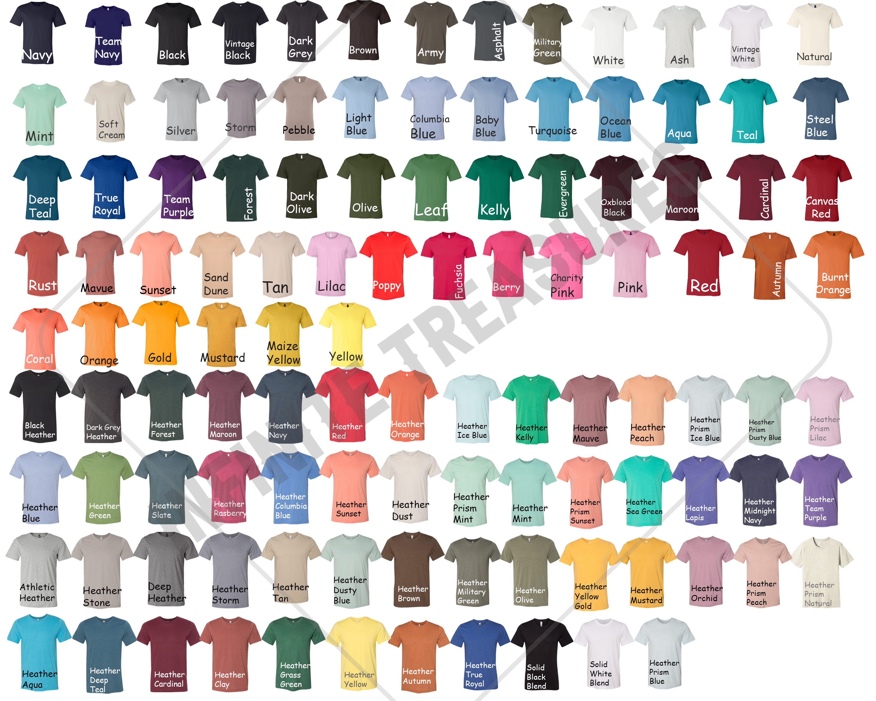 Download Bella Canvas 3001 3001cvc Color Chart Free Size Chart Jpg Etsy
