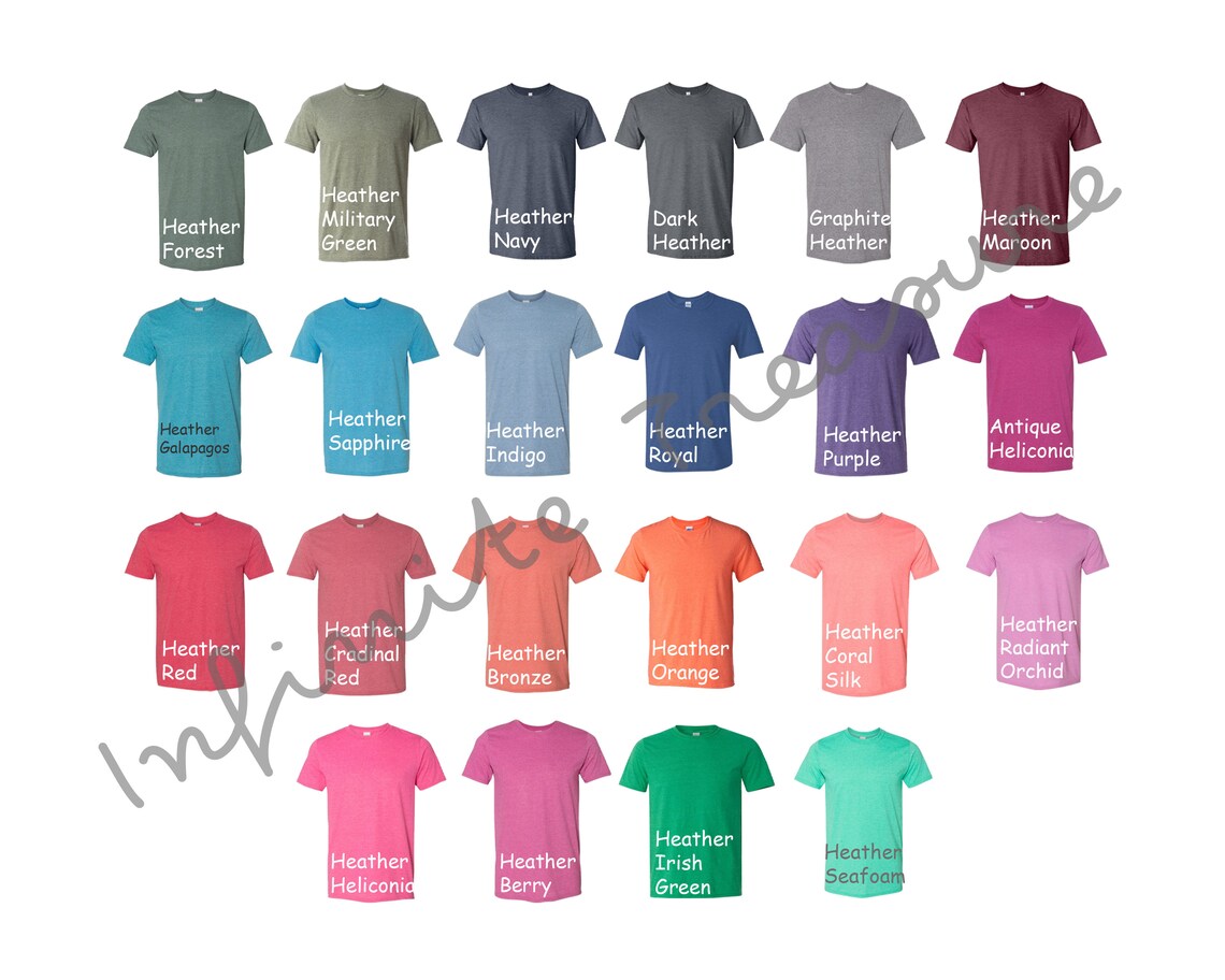 Gildan 64000 Color Chart Softstyle Heather T Shirt FREE Size Etsy
