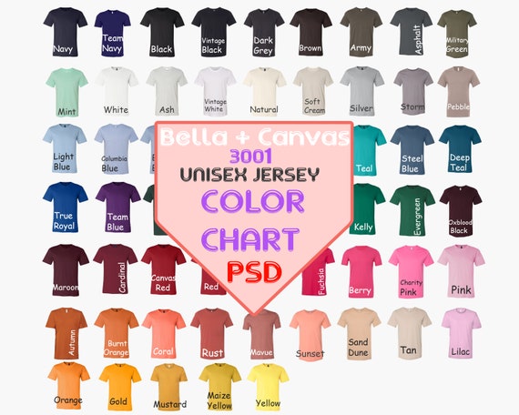 Download Bella Canvas 3001cvc Color Chart Editable Psd Jpg Etsy