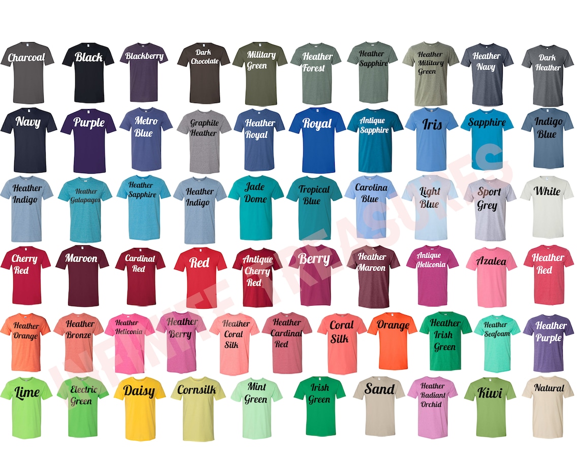 Gildan T Shirt Color Chart