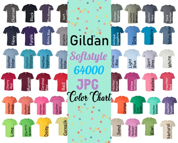Gildan 64000 Colors Chart Softstyle T Shirt FREE size | Etsy