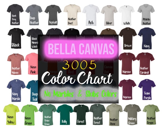 bella canvas 3005 color chart