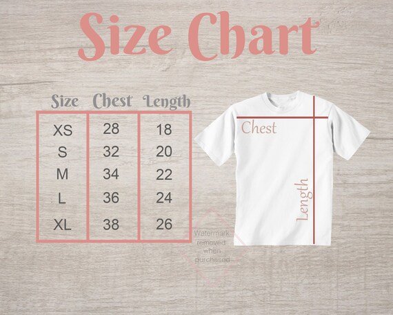 Etsy T Shirt Size Chart