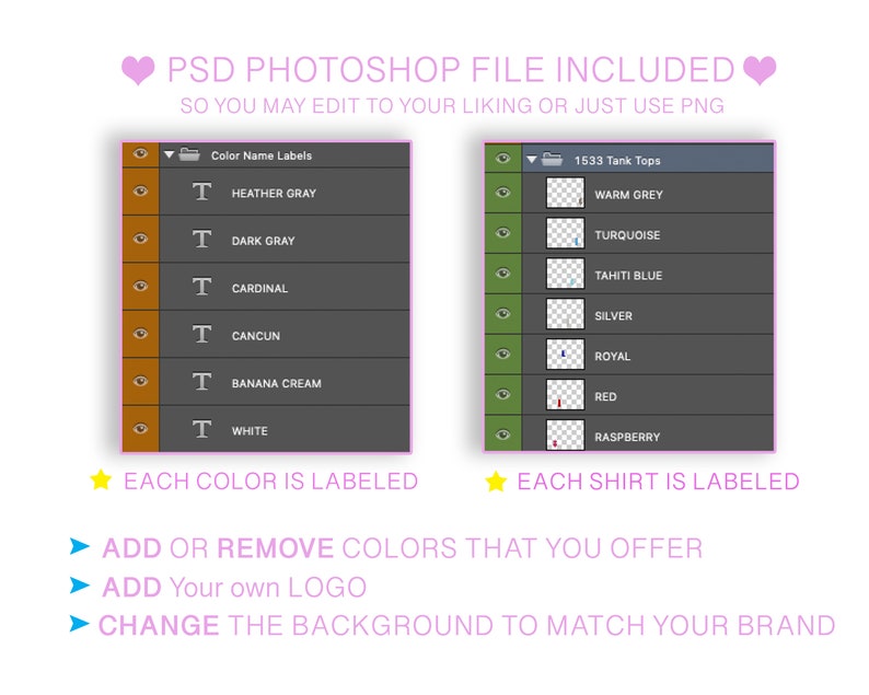 Download Bella Canvas 3001CVC Color Chart Editable PSD JPG | Etsy