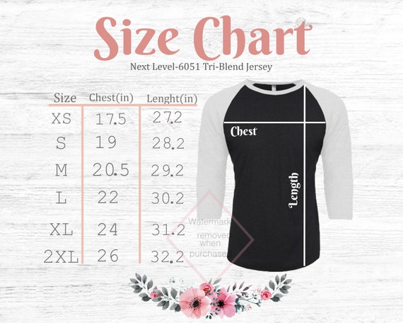 Next Level 6051 Size Chart