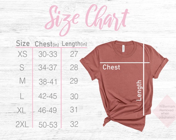 Unisex Shirt Size Chart