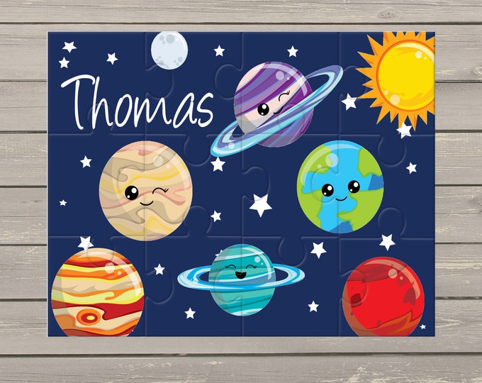 Personalised Space Jigsaw Puzzle, Gifts for Children, Birthday, Stocking Filler Gifts, Educational, Planets, Solar System Gifts, Space Gifts