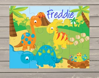 Personalised dinosaur jigsaw puzzle for children, Dinosaur Gift, birthday for girls and boys. educational, dinosaurs, Stocking Filler, T-Rex