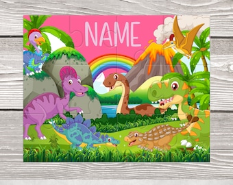 Personalised Dinosaur Jigsaw Puzzle, Gift for children, kids, Educational Gift, Dinosaurs, Party Favours, Party Favors, Stocking Fillers.