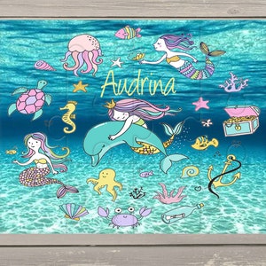 Personalised Mermaid Jigsaw Puzzle, Underwater Gifts for Girls, Birthday Gifts, Educational Gifts, Stocking Filler, Party Favours, Favors.