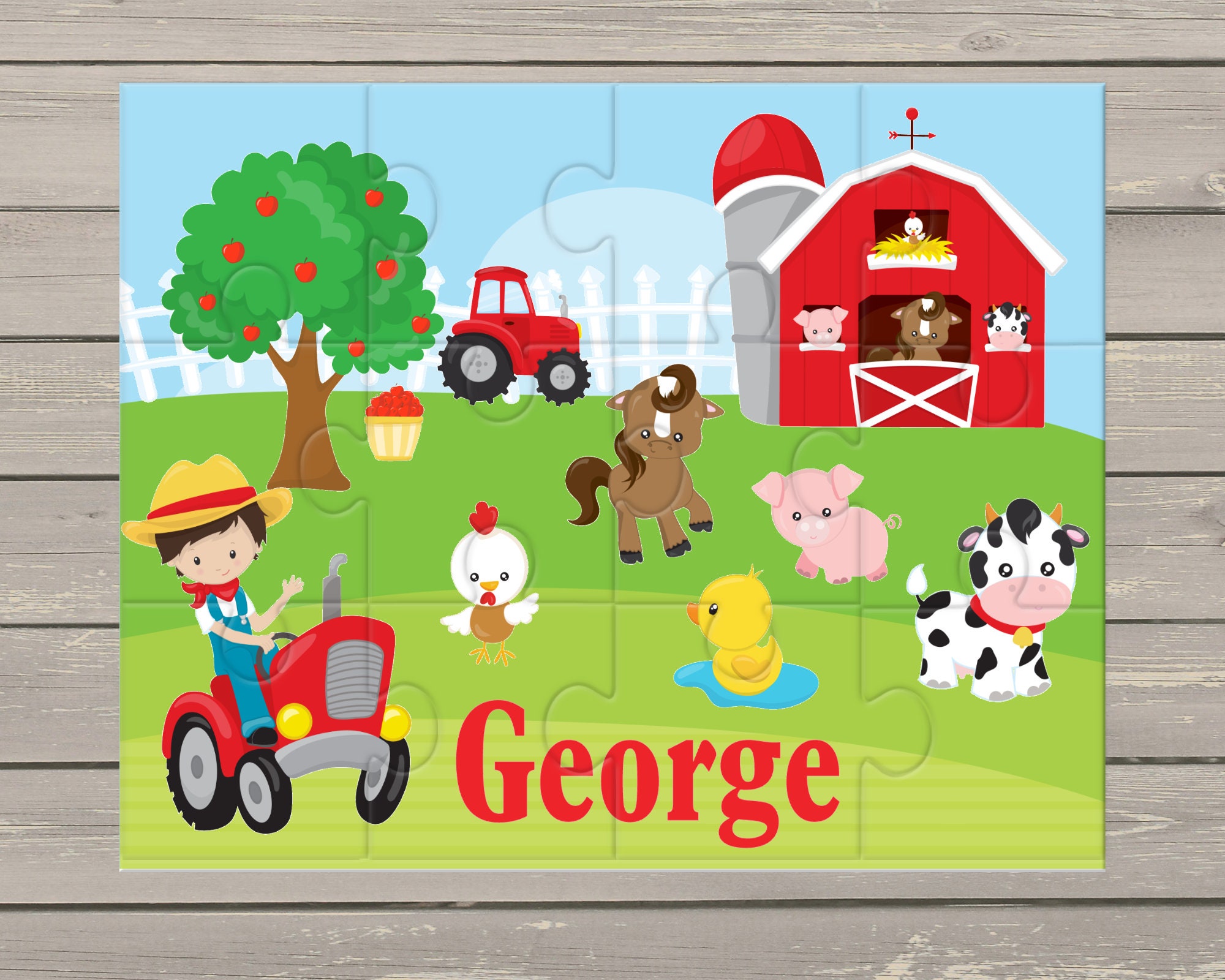 Farm Animals Jigsaw Puzzle Personalised Gift for Children - Etsy Farm Animals Jigsaw Puzzle Personalised Gift for Children - Etsy