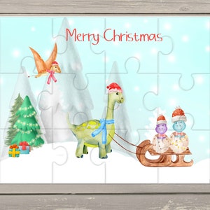 Personalised Christmas Jigsaw Puzzle, Gifts for Children, Christmas Gifts,Stocking Fillers, Christmas Dinosaurs - Christmas Puzzle