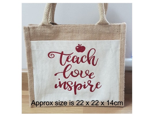Teacher Gift Bag Jute Hessian Lunch Bag Tote Bag Teaching